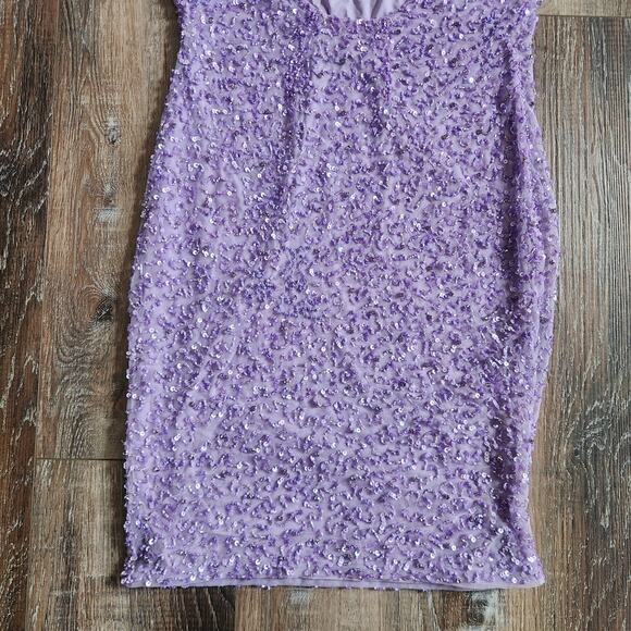 Retrofete Mich Sequin Dress Purple Size XS Sleeveless Cowl Neck - Picture 8 of 12